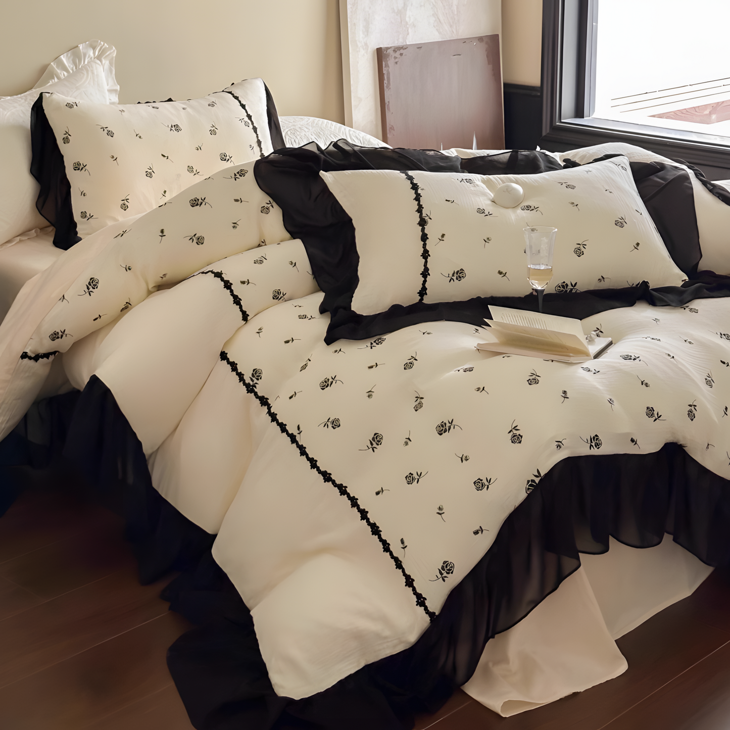 Vintage Noir Floral Bedding Set
