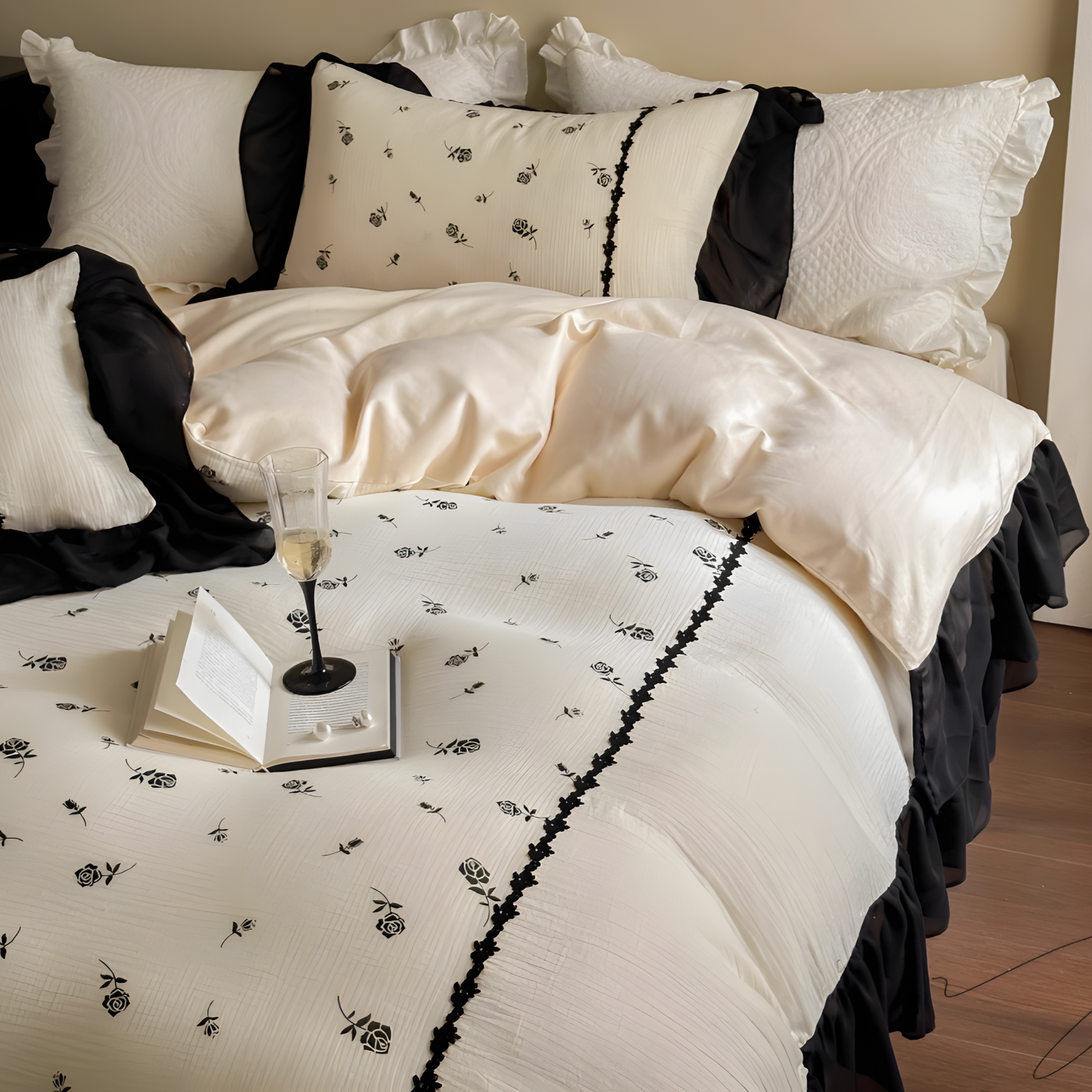 Vintage Noir Floral Bedding Set