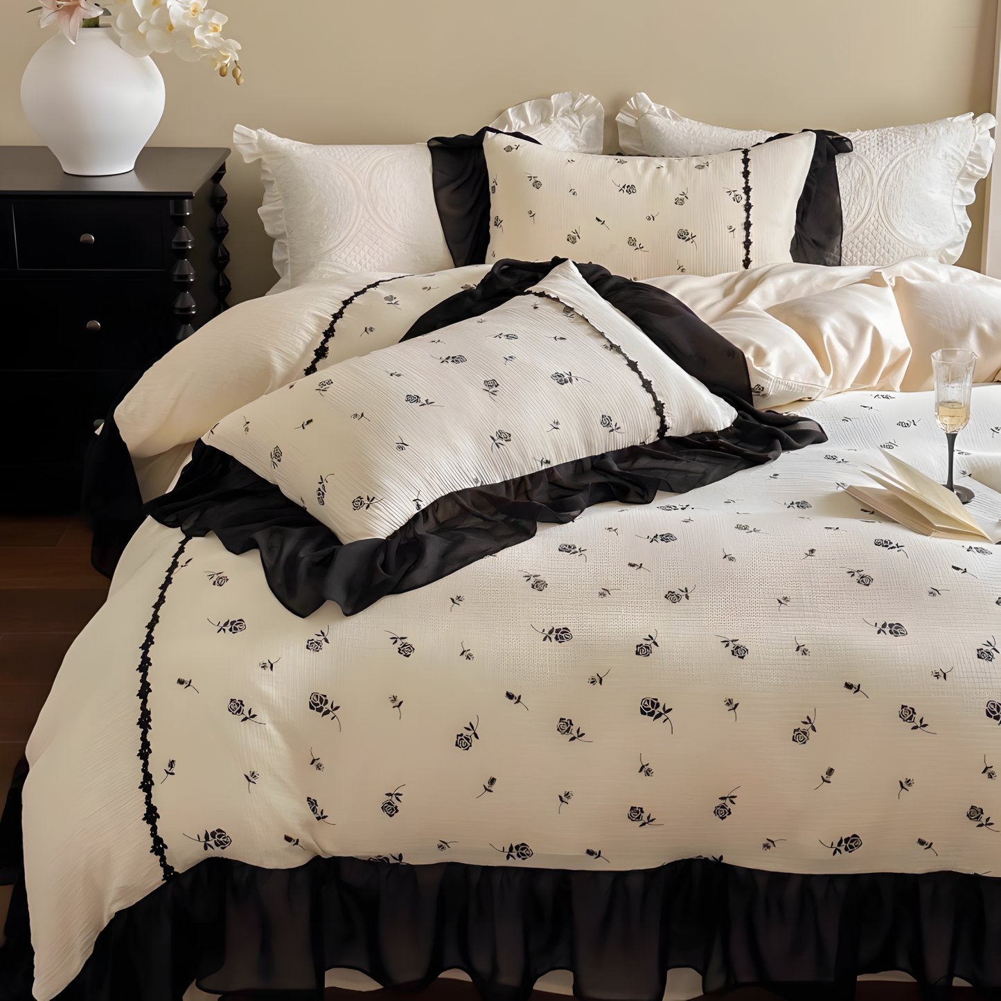 Vintage Noir Floral Bedding Set