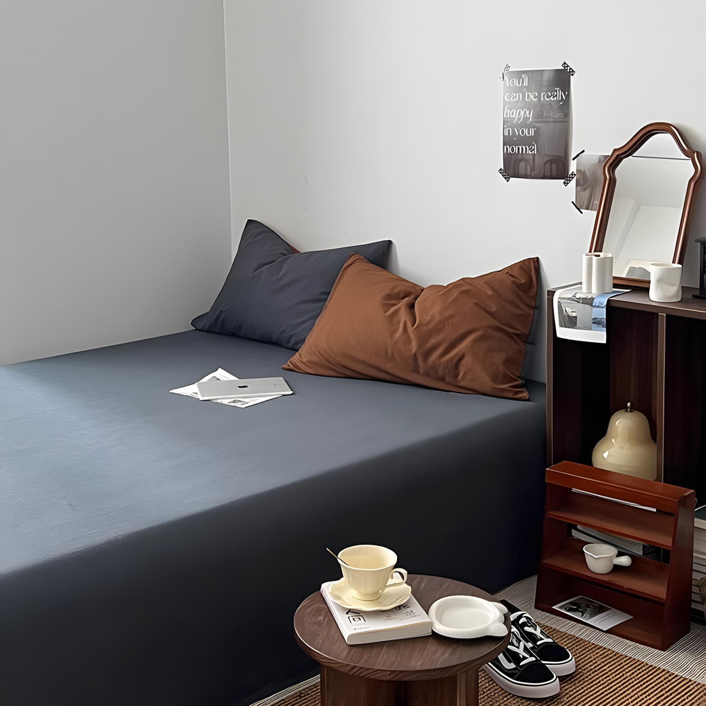Two-Tone Bedding Set | Gray Base with Contrast Options