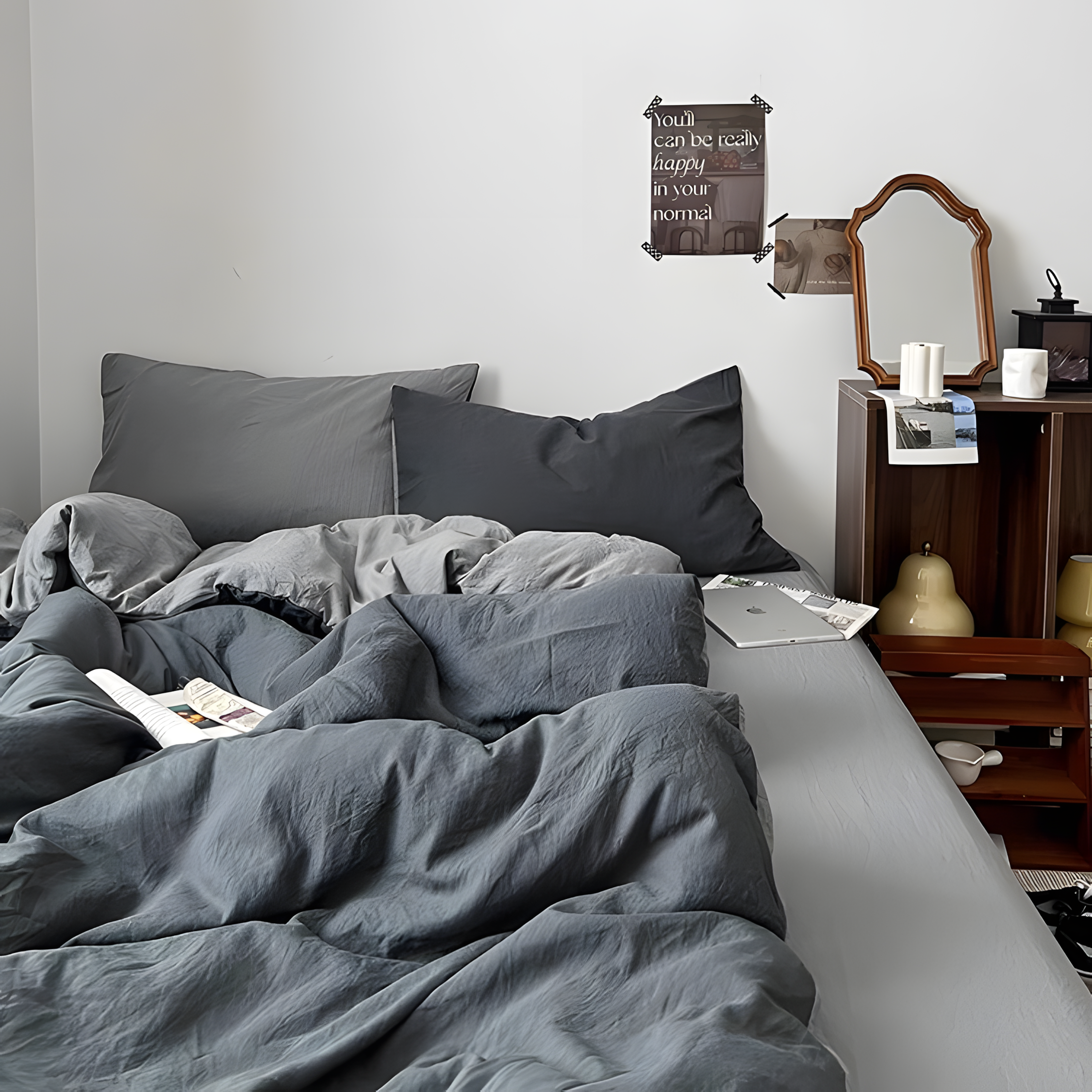DUO Contrast Bedding Set / Gray