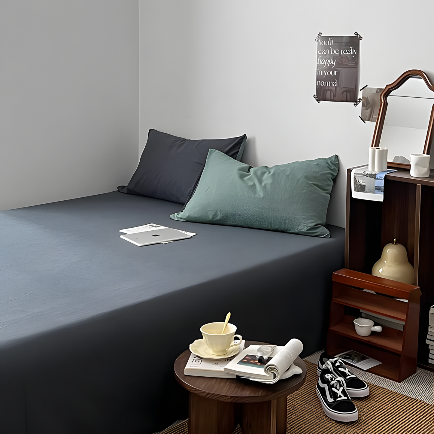 Two-Tone Bedding Set | Gray Base with Contrast Options