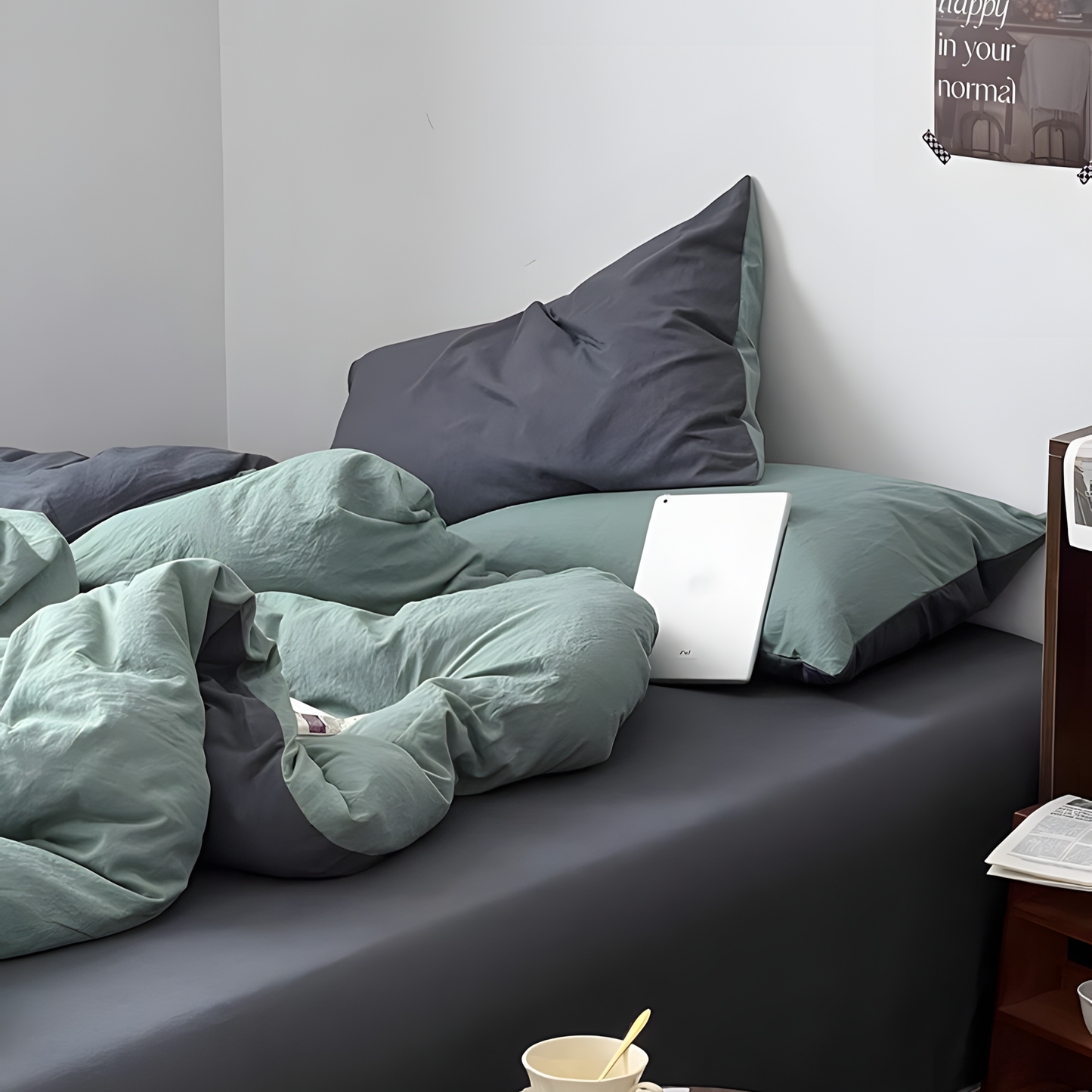 Two-Tone Bedding Set | Green Base with Contrast Options
