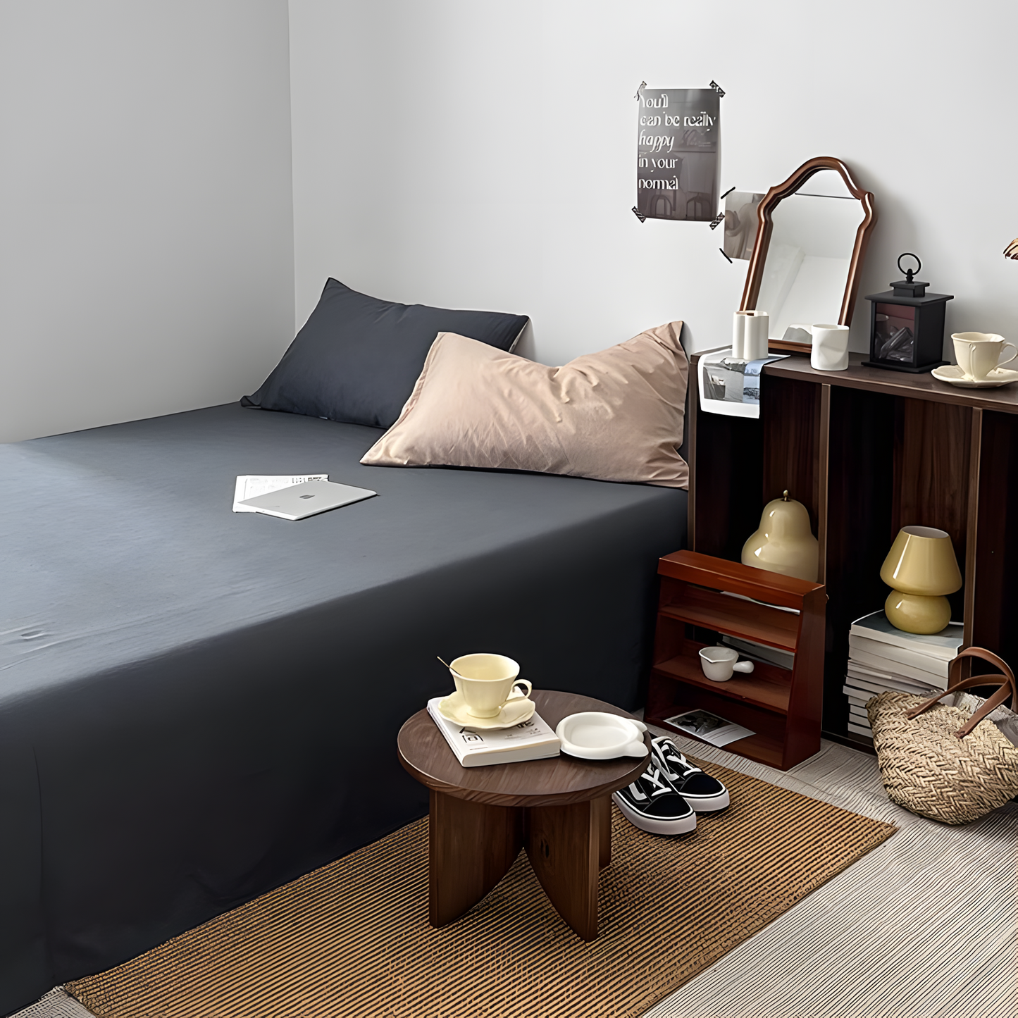 Two-Tone Bedding Set | Gray Base with Contrast Options