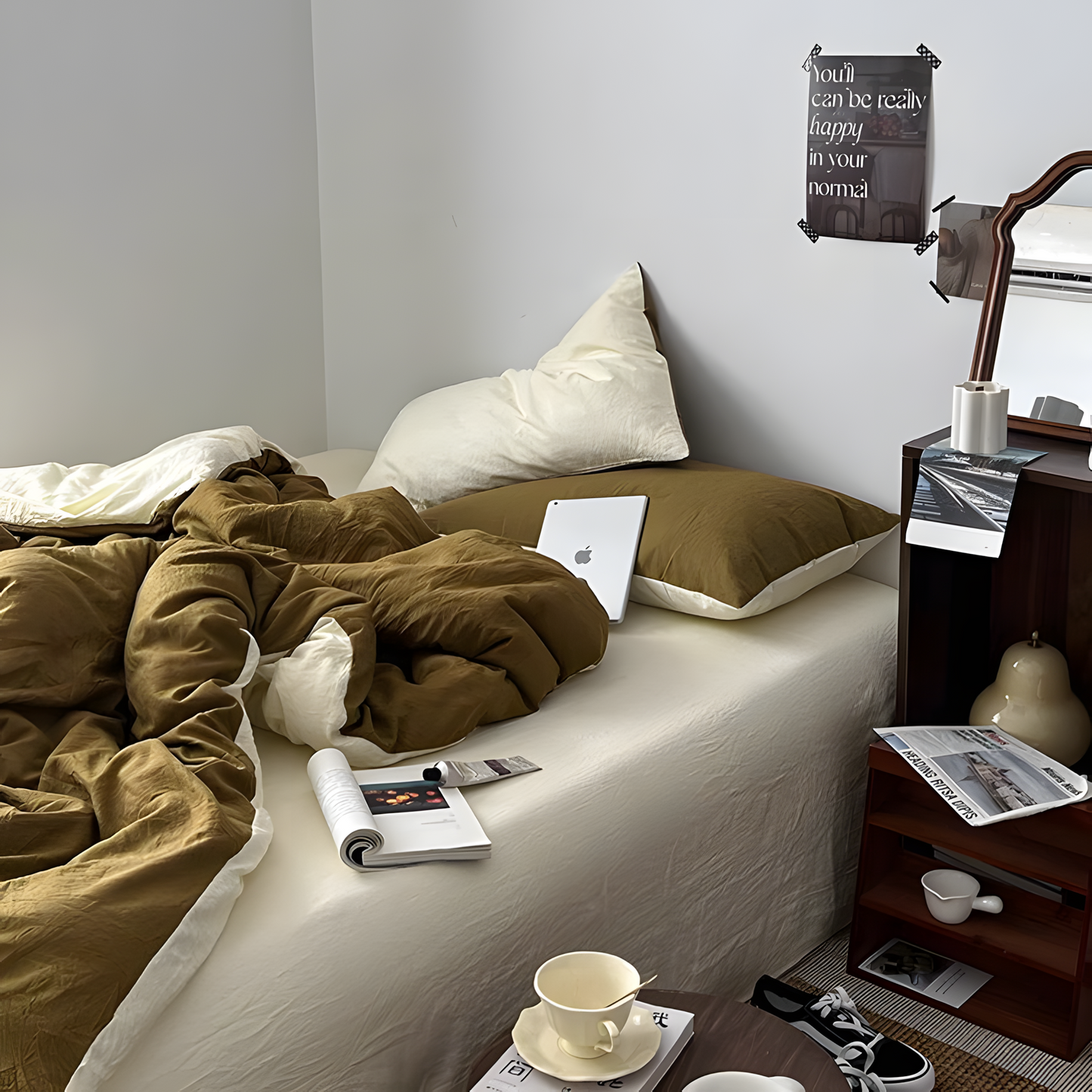 Two-Tone Bedding Set | Green Base with Contrast Options