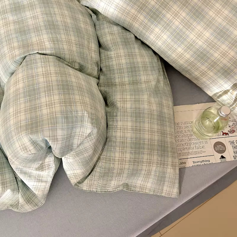 Washed Cotton Check Bedding Collection