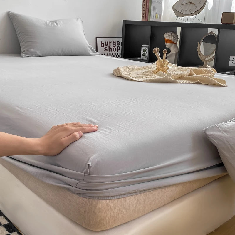 Solid Cotton Fitted Bed Sheets