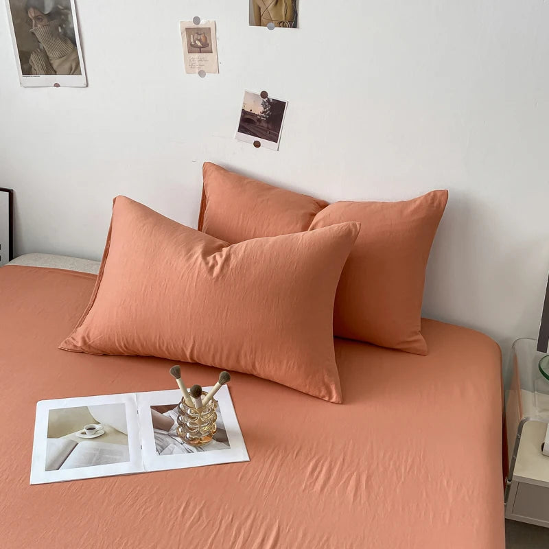 Solid Cotton Pillowcase Sets