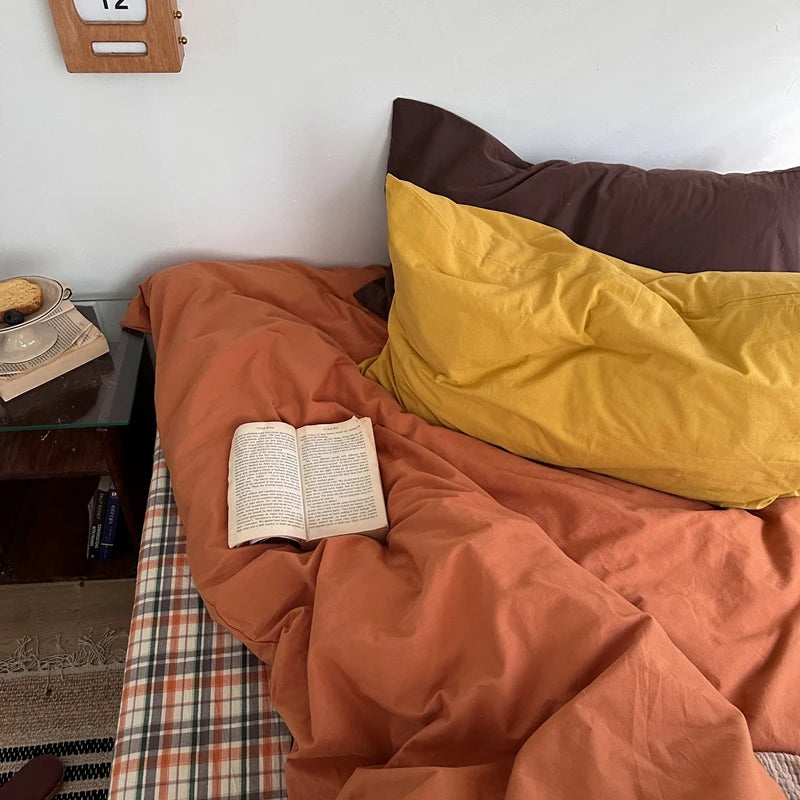 Rust Orange Cotton Bedding Set