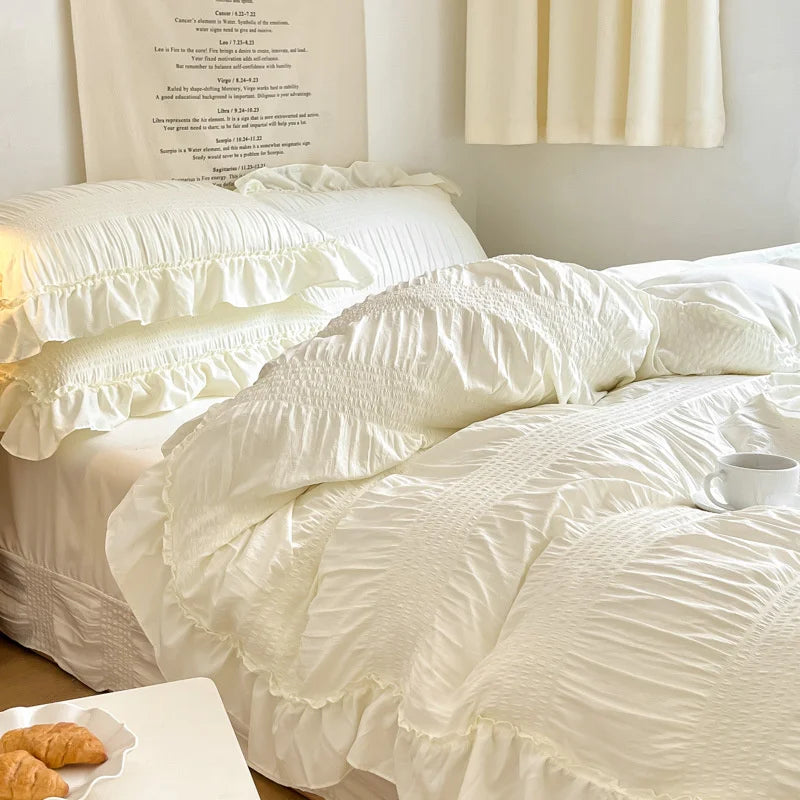 Textured Ruffled Bedding Set