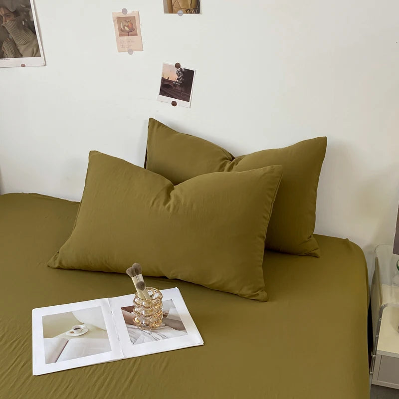 Solid Cotton Pillowcase Sets