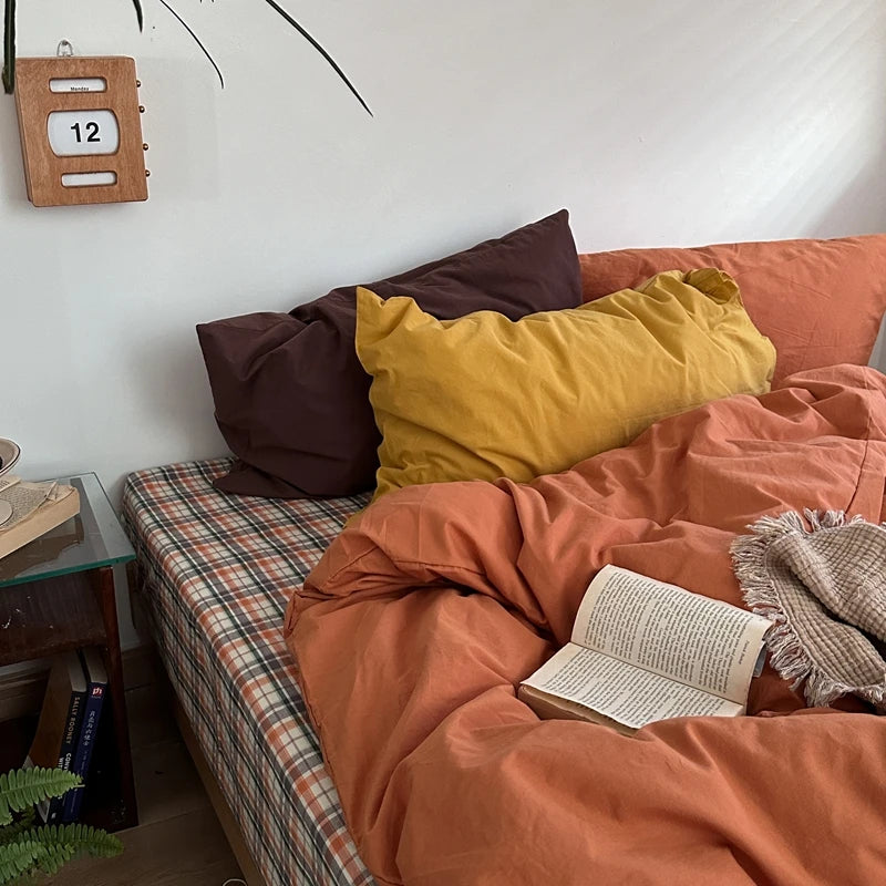 Rust Orange Cotton Bedding Set