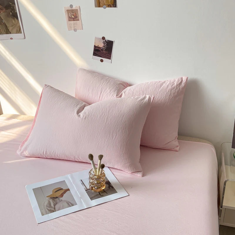 Solid Cotton Pillowcase Sets