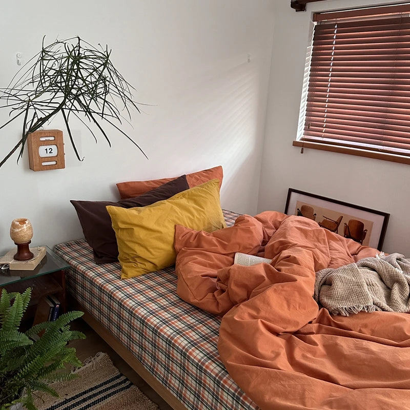 Rust Orange Cotton Bedding Set