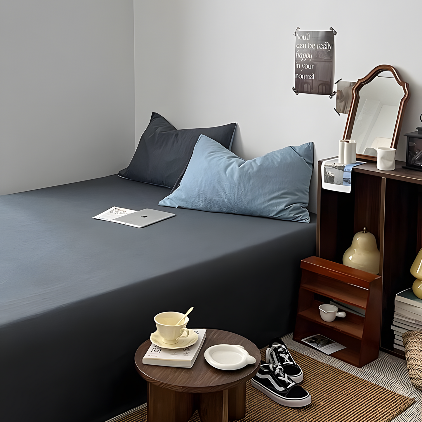 Two-Tone Bedding Set | Gray Base with Contrast Options