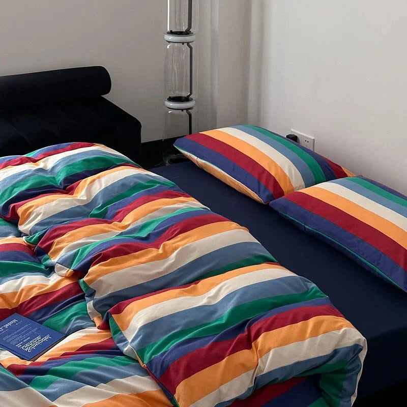 Marlow Rainbow Stripe Jersey Cotton Bedding Set