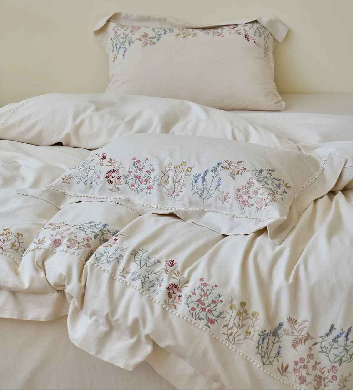 Adeline Wildflower Floral Embroidered Cotton Bedding Set