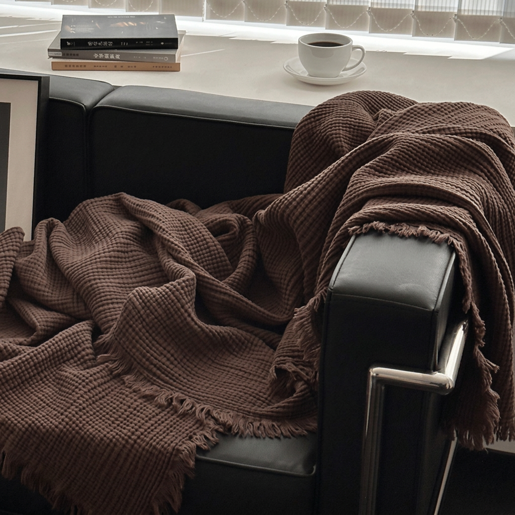 Hearth Waffle Cotton Throw Blanket - Cacao - WhisperLinens