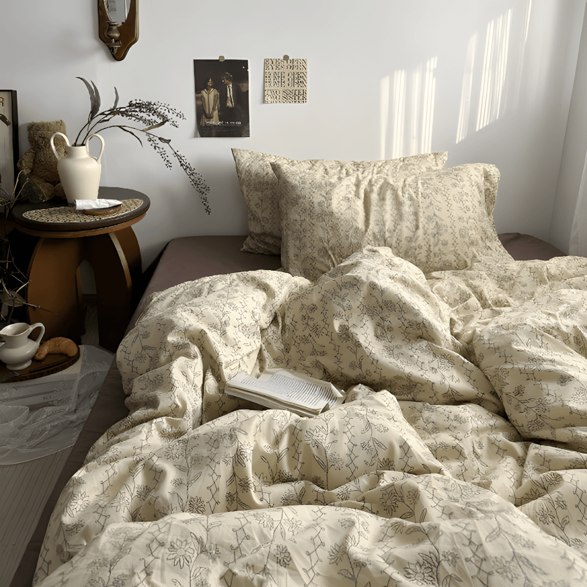 Beige Botanical Charm Bedding Set - WhisperLinens