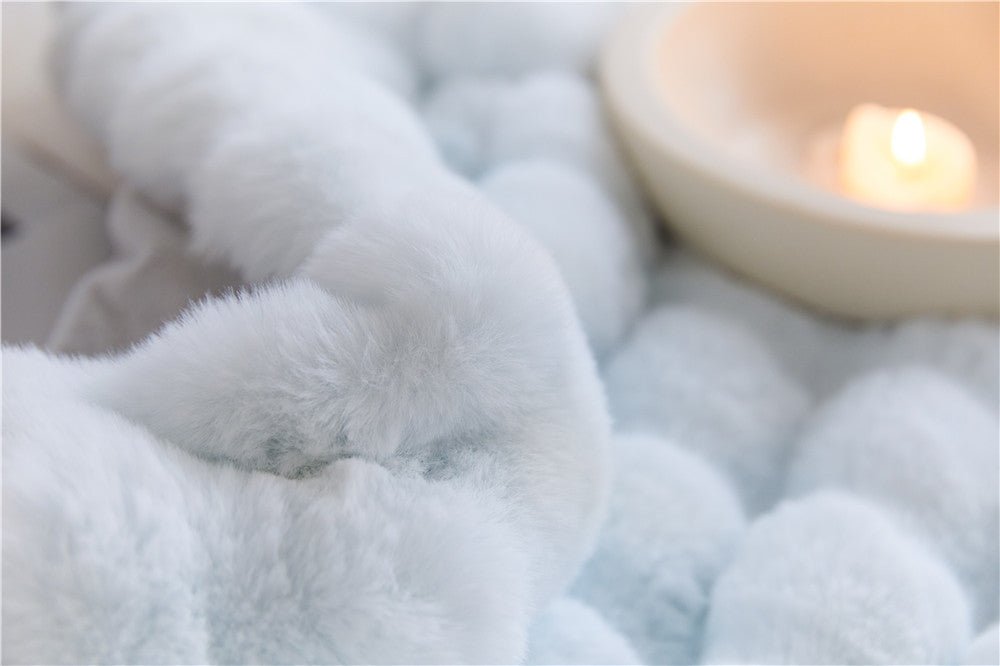 Cumulus Bubble Faux Fur Throw Blanket - Blue - WhisperLinens