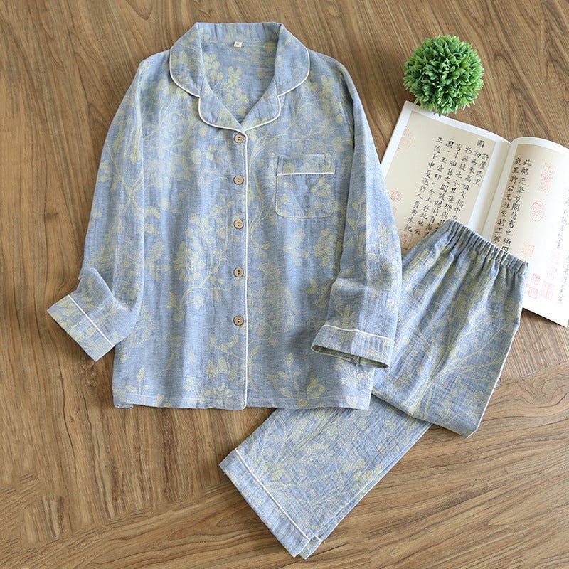 Mirabel Botanical Long-Sleeve Cotton Pajama Set - WhisperLinens