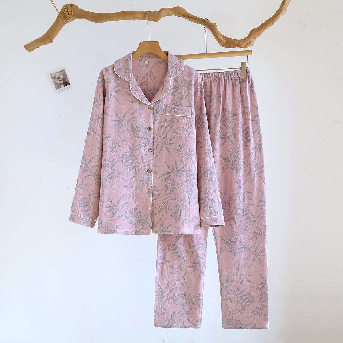 Odette Botanical Long-Sleeve Cotton Pajama Set - WhisperLinens