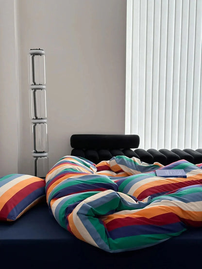 Marlow Rainbow Stripe Jersey Cotton Bedding Set