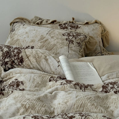 Adeline Vintage Botanical Branch Fleece Bedding Set