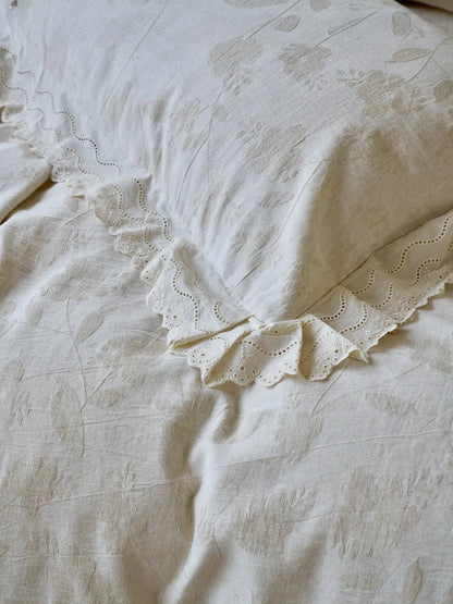 Eloise Eyelet Lace Jacquard Cotton-Linen Bedding Set