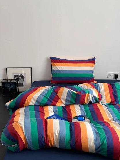 Marlow Rainbow Stripe Jersey Cotton Bedding Set
