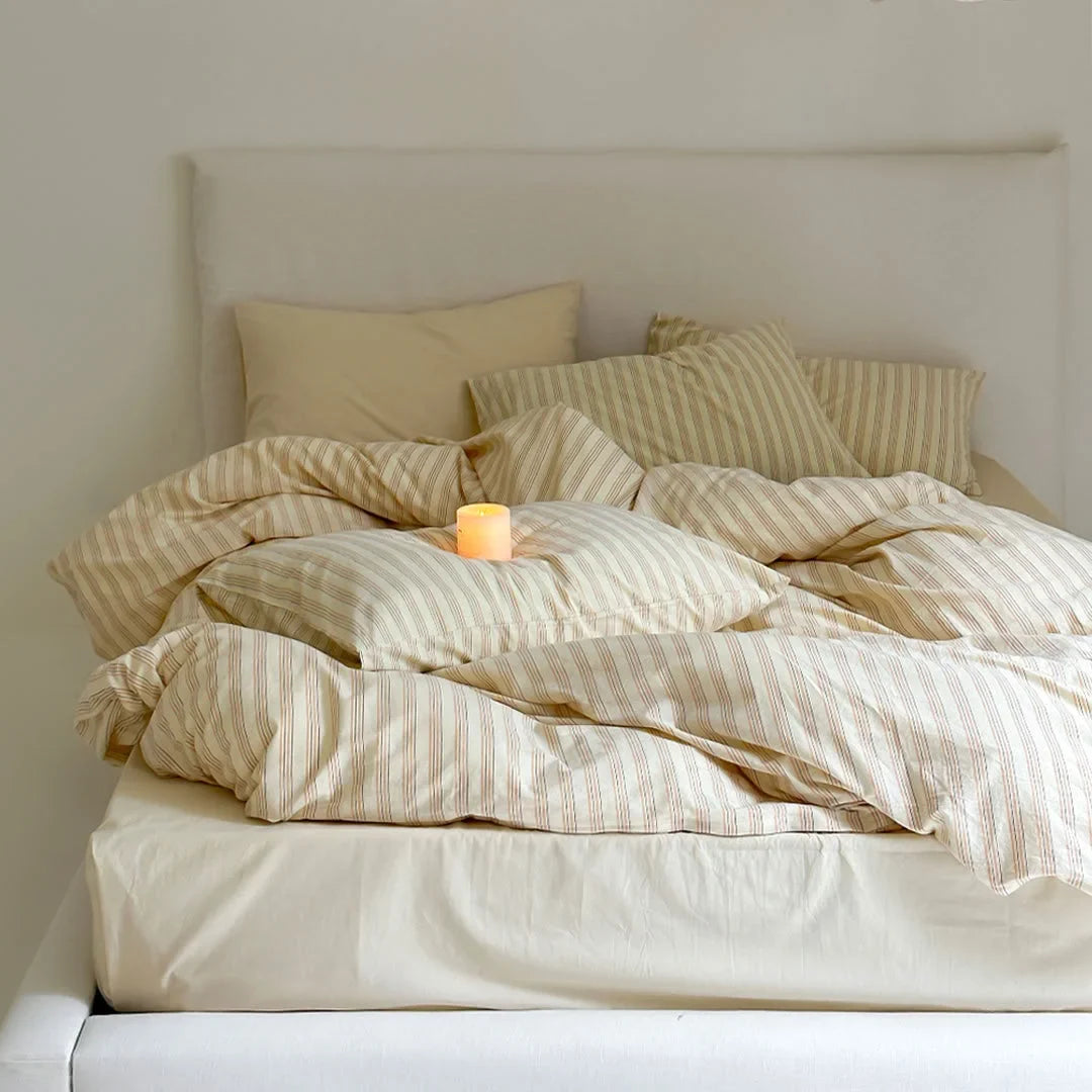 Birch Row Fine-Stripe Washed Cotton Bedding Set