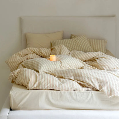 Birch Row Fine-Stripe Washed Cotton Bedding Set