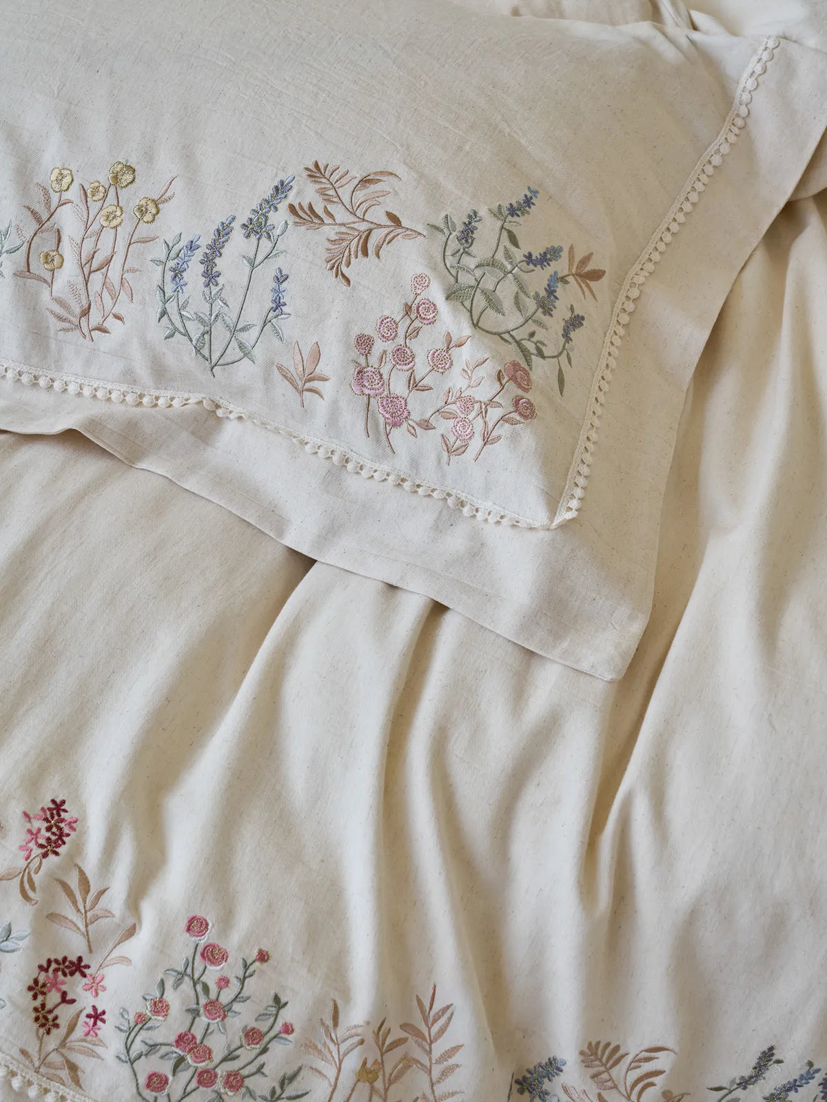 Adeline Wildflower Embroidered Cotton Bedding Set