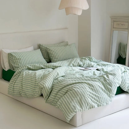 Birch Row Fine-Stripe Washed Cotton Bedding Set