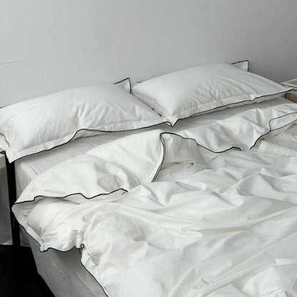 Seren Black-Trim Washed Cotton Bedding Set