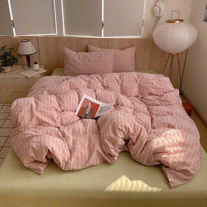 Blush Lines Striped Cotton Duvet Cover