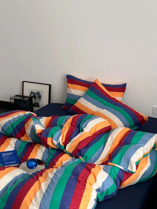 Marlow Rainbow Stripe Jersey Cotton Bedding Set