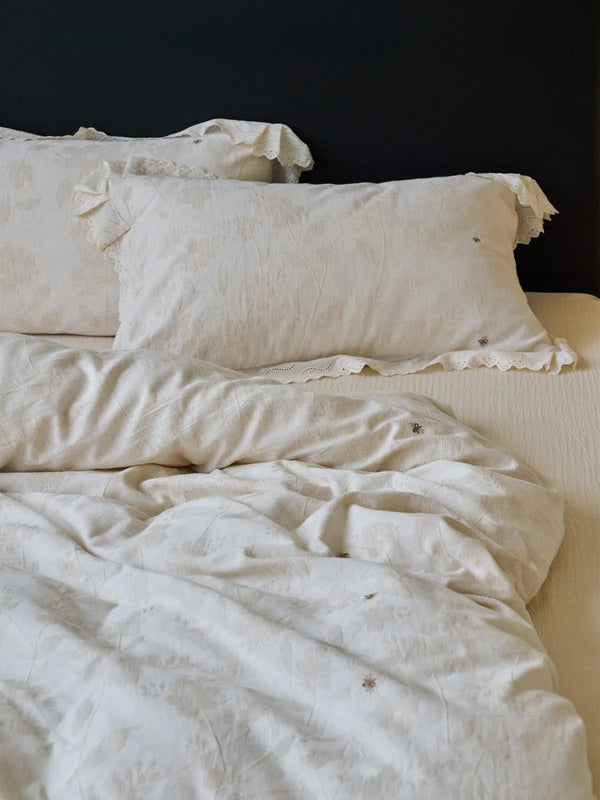 Eloise Eyelet Lace Jacquard Cotton-Linen Bedding Set