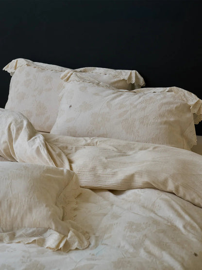 Eloise Eyelet Lace Jacquard Cotton-Linen Bedding Set