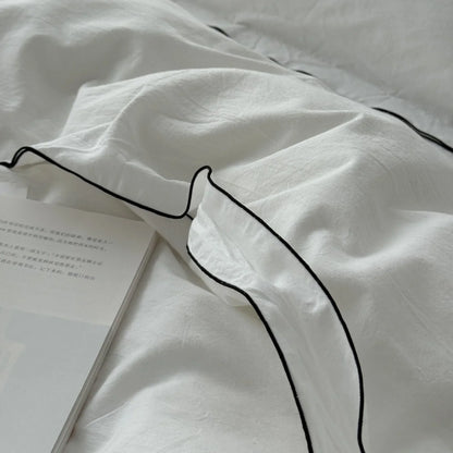 Seren Black-Trim Washed Cotton Bedding Set