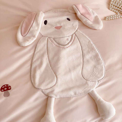 Bramble Bunny Appliqué Cotton Bedding Set - Blush Pink Bunny - WhisperLinens