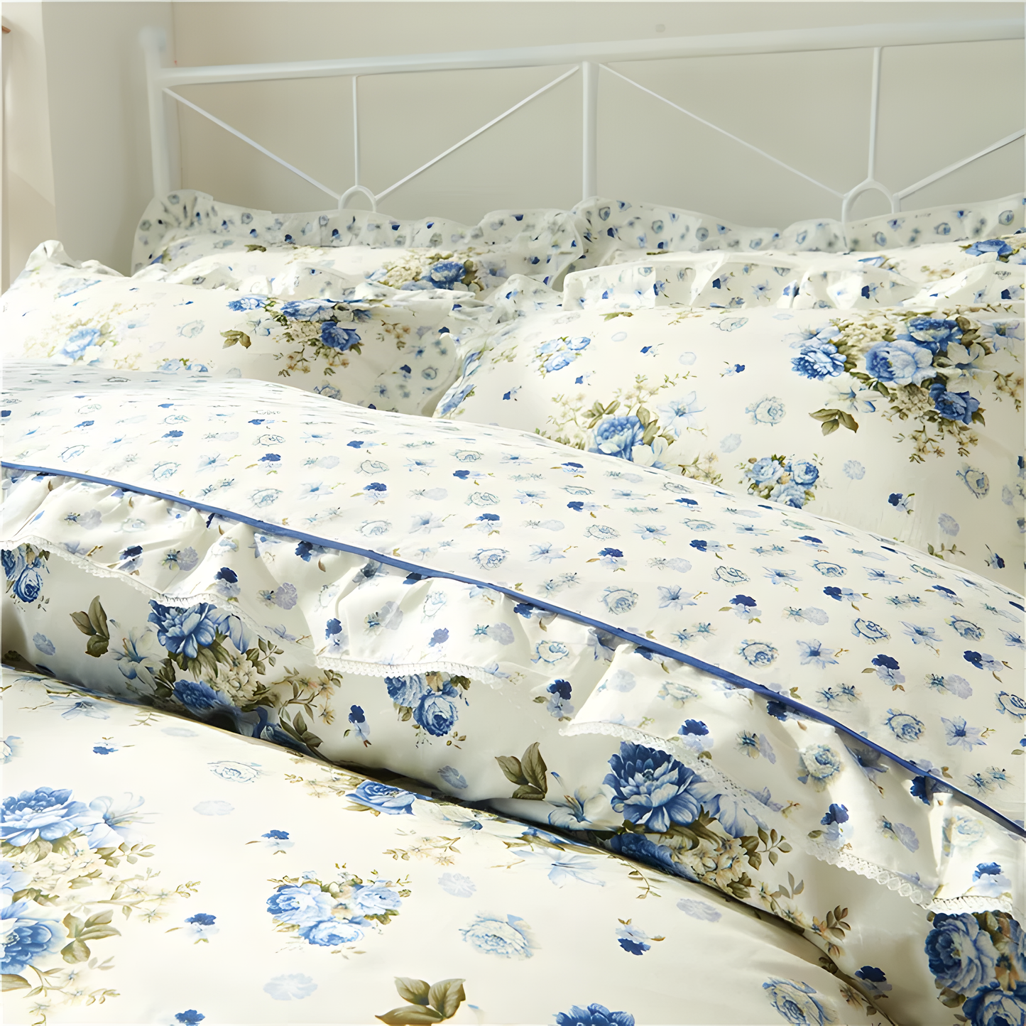 Blue Floral Elegance Bedding Set