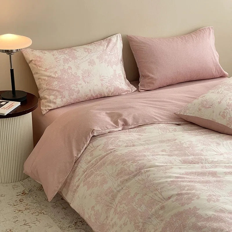 Whispering Forest Bedding Set / Soft Pink