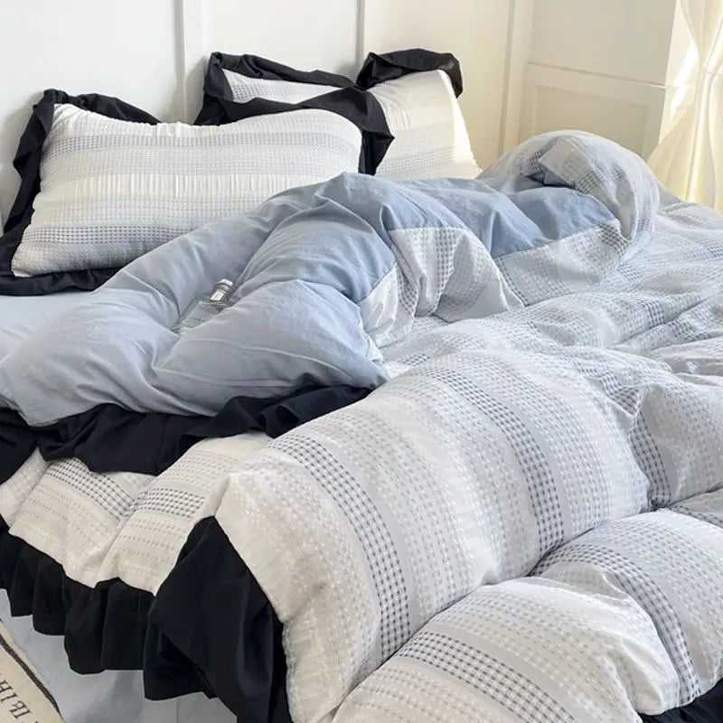 Textured Stripe Ruffle Bedding Collection