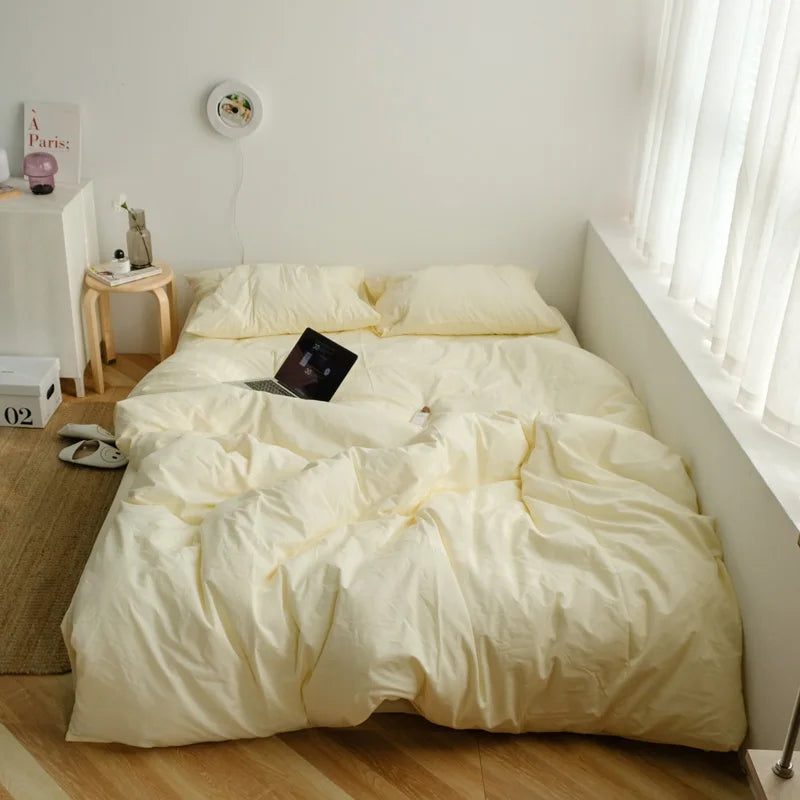 Washed Cotton Solid Bedding Set