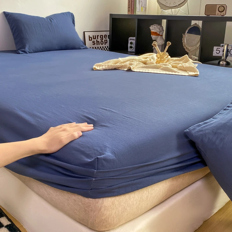 Solid Cotton Fitted Bed Sheets