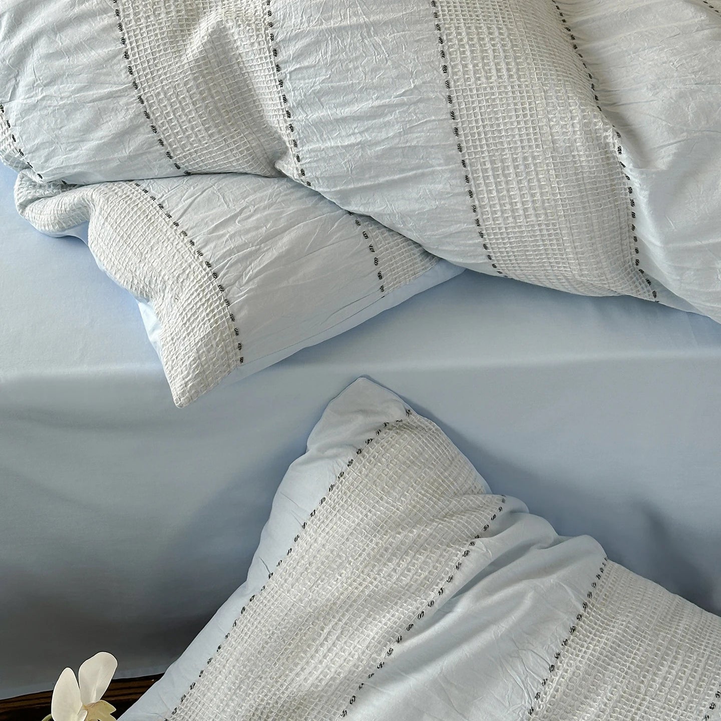 Textured Stripe Cotton Duvet Cover Set