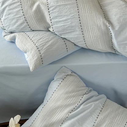 Textured Stripe Cotton Duvet Cover Set