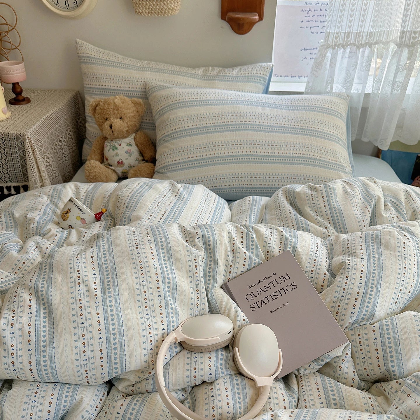 Soft Blue Stripe Bedding Set - WhisperLinens