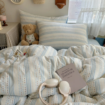 Soft Blue Stripe Bedding Set - WhisperLinens